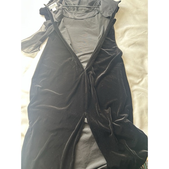 Elegant Black Velvet Dress Long with Cowl Neckline – Connected Petite, Size 14P - Picture 9 of 12